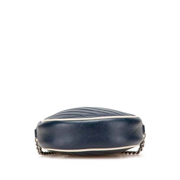 Gucci GG Marmont Chain Shoulder Bag 550154 Navy Leather Women's GUCCI - Picture 3 of 12